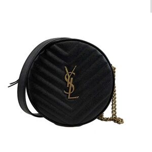 Saint Laurent Vinyle YSL Round Quilted Grain de Poundre
